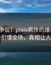 大V回应争议！pixiv疯传的爆料背后竟然是引爆全场，真相让人瞠目