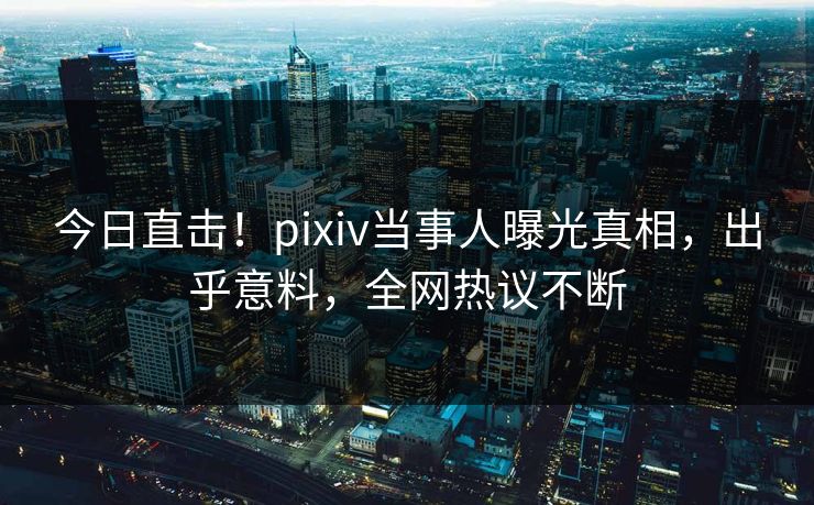 今日直击！pixiv当事人曝光真相，出乎意料，全网热议不断