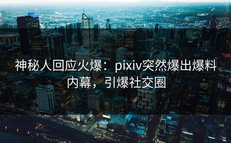 神秘人回应火爆：pixiv突然爆出爆料内幕，引爆社交圈