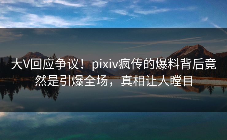 大V回应争议！pixiv疯传的爆料背后竟然是引爆全场，真相让人瞠目