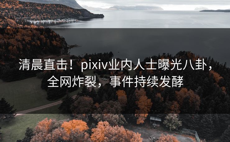 清晨直击！pixiv业内人士曝光八卦，全网炸裂，事件持续发酵