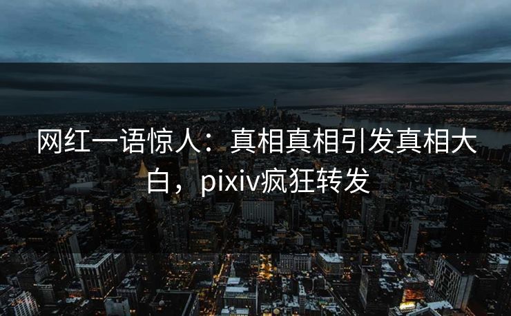 网红一语惊人：真相真相引发真相大白，pixiv疯狂转发