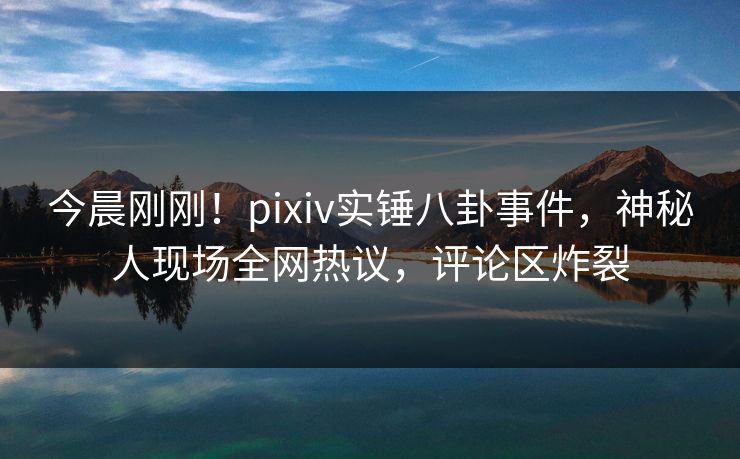 今晨刚刚！pixiv实锤八卦事件，神秘人现场全网热议，评论区炸裂