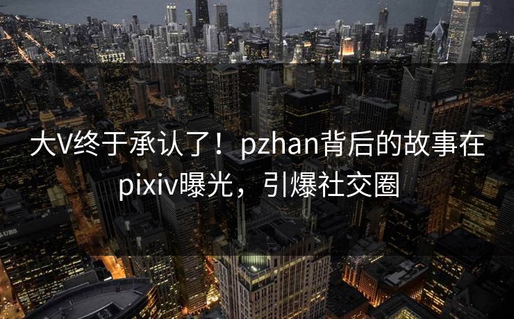 大V终于承认了！pzhan背后的故事在pixiv曝光，引爆社交圈