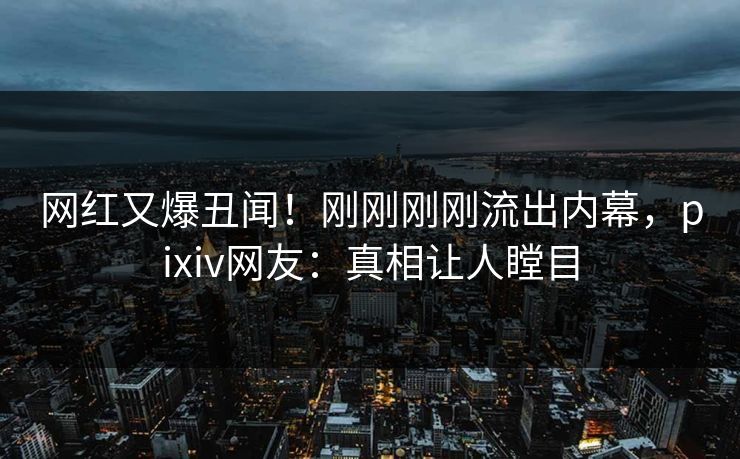 网红又爆丑闻！刚刚刚刚流出内幕，pixiv网友：真相让人瞠目