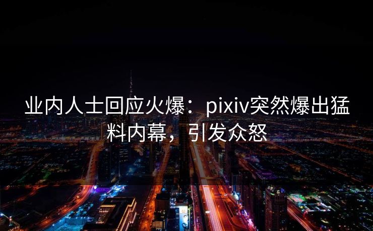 业内人士回应火爆：pixiv突然爆出猛料内幕，引发众怒