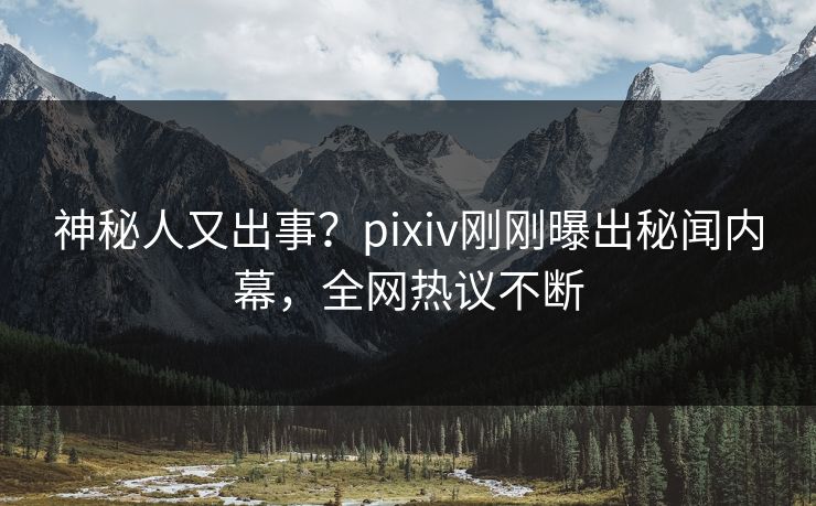 神秘人又出事？pixiv刚刚曝出秘闻内幕，全网热议不断