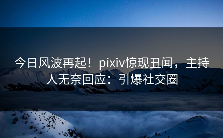 今日风波再起！pixiv惊现丑闻，主持人无奈回应：引爆社交圈