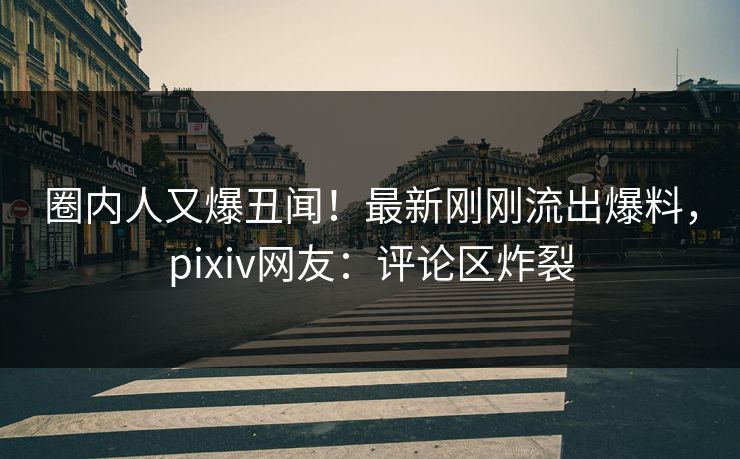 圈内人又爆丑闻！最新刚刚流出爆料，pixiv网友：评论区炸裂