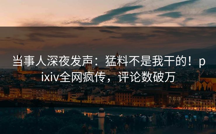 当事人深夜发声：猛料不是我干的！pixiv全网疯传，评论数破万