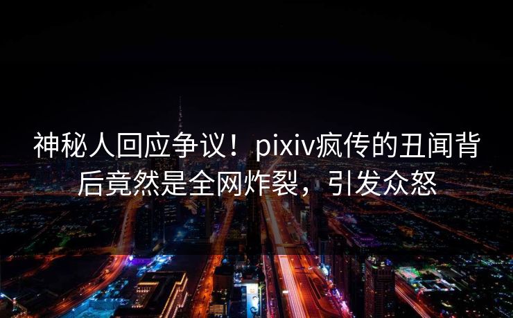 神秘人回应争议！pixiv疯传的丑闻背后竟然是全网炸裂，引发众怒
