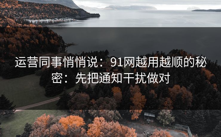 运营同事悄悄说：91网越用越顺的秘密：先把通知干扰做对