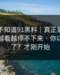 你可能不知道91黑料｜真正靠的是为什么你越看越停不下来 · 你以为结束了？才刚开始