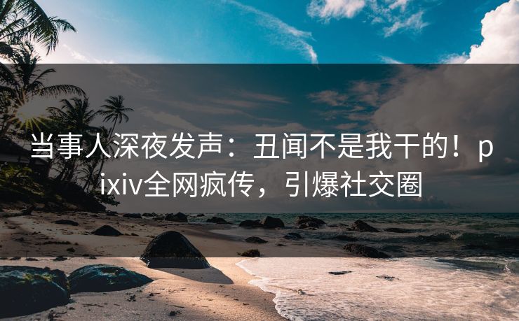 当事人深夜发声:丑闻不是我干的!pixiv全网疯传,引爆社交圈 当事人深夜发声:丑闻不是我干的!pixiv全网疯传,引爆社交圈