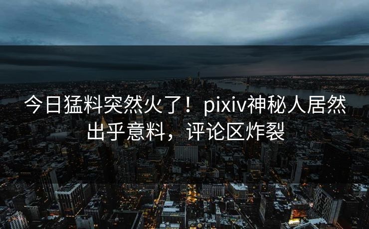今日猛料突然火了！pixiv神秘人居然出乎意料，评论区炸裂